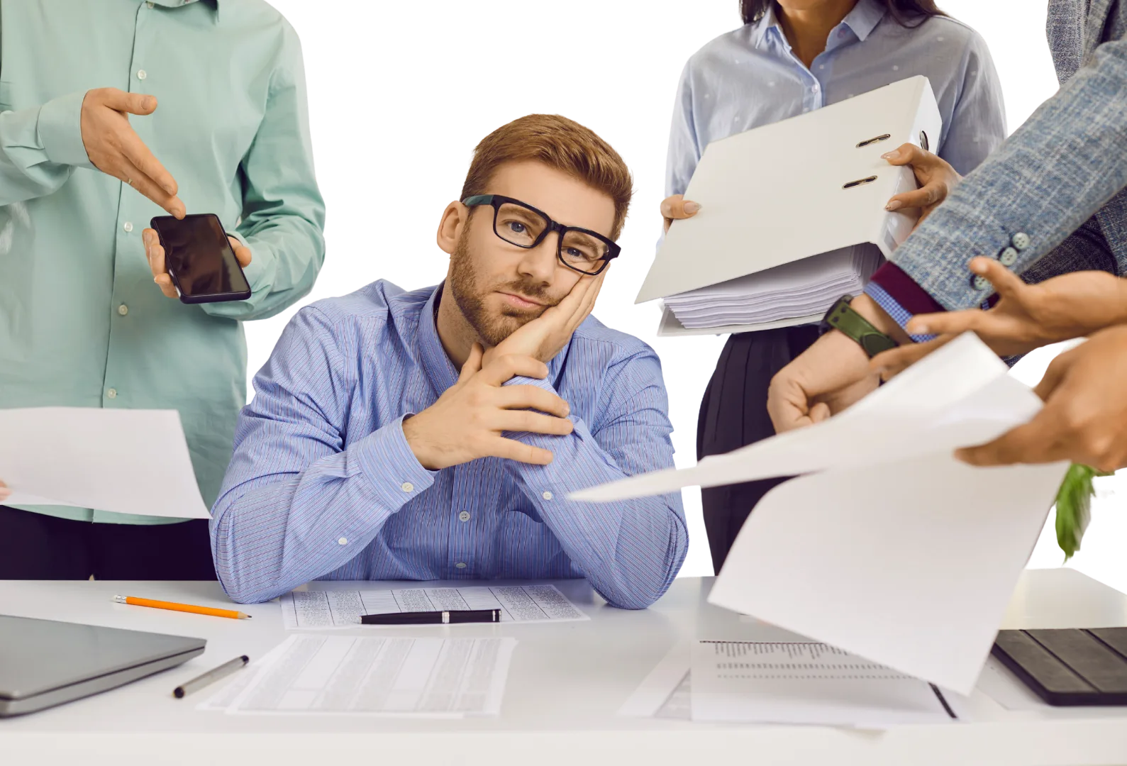 Persona sobrecargada con demasiadas tareas y responsabilidades